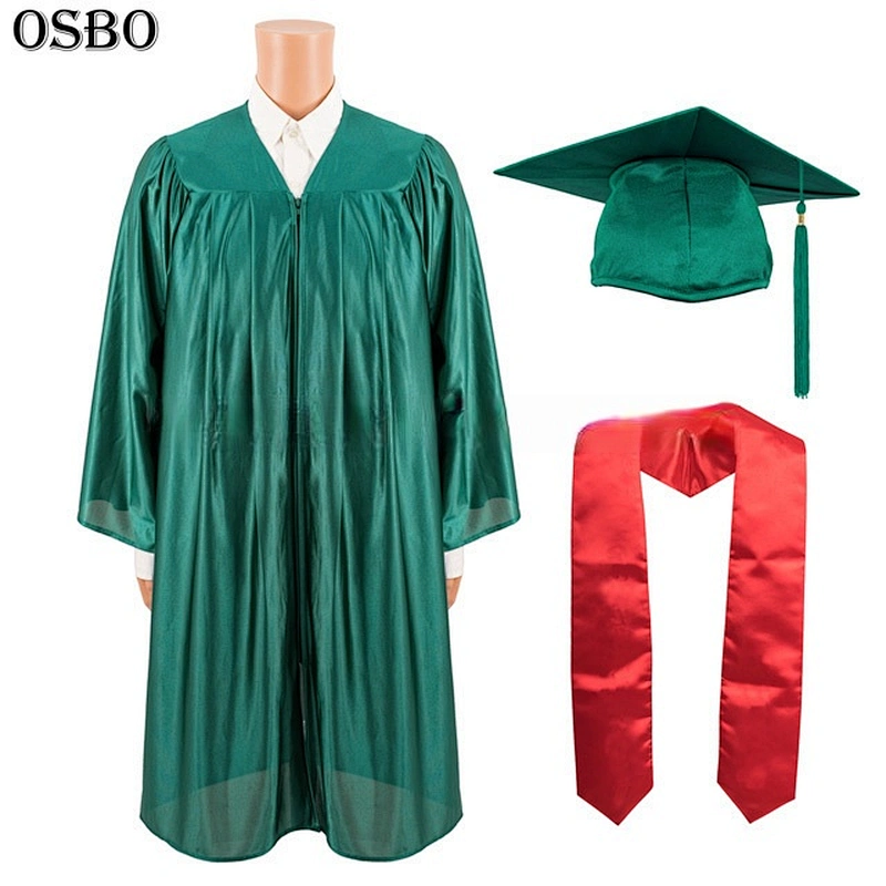 Wholesale Custom High Quality College University Academic Cap Green Graduation Gown for School