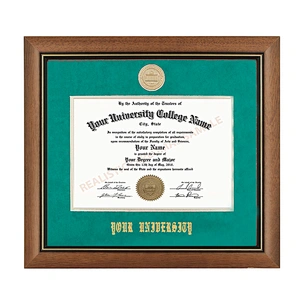 Forest Matted Light Brown Wooden A4 Diploma Picture Frame Certificate Document Frame with school name and medal
