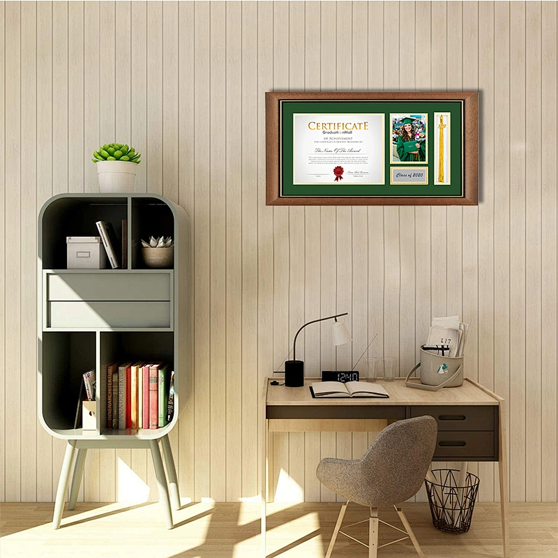 Wholesale  4*6 Graduation Photo Frame Diploma Frame with Tassel Holder Green Gold Mattings