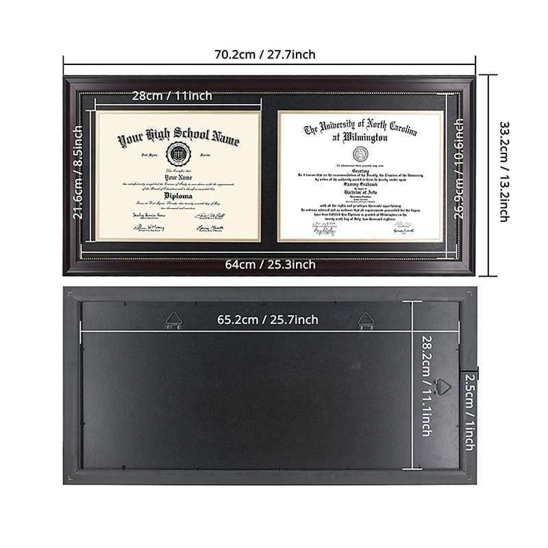 A4  Double Certificates Diplomas Documents Frame With or Without School/Company Seal Medal&Embossed Name