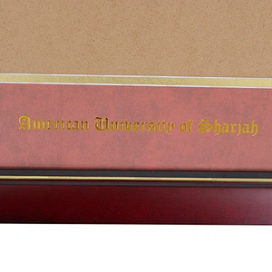 Classic Cherry Red Wood Diploma Frame Wholesale with Medallion Holder and Institute Name Gold Foiling