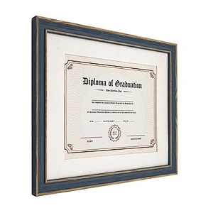 Hot sale wood like finish Blue diploma certificate document frames, A4 or 11*14 in picture frame