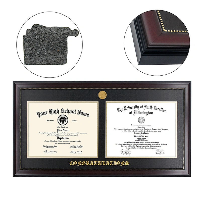 A4  Double Certificates Diplomas Documents Frame With or Without School/Company Seal Medal&Embossed Name