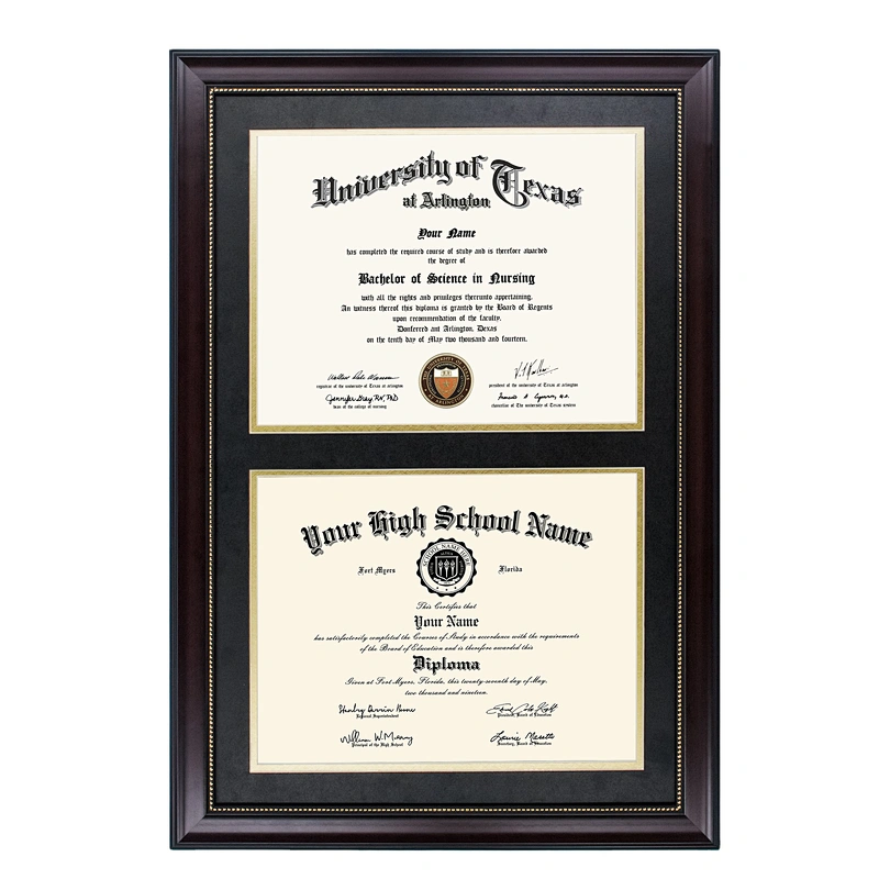 Wholesale Price 2020 Graduation Double Picture Diploma Certificate Frame for 8.5*11 certificate