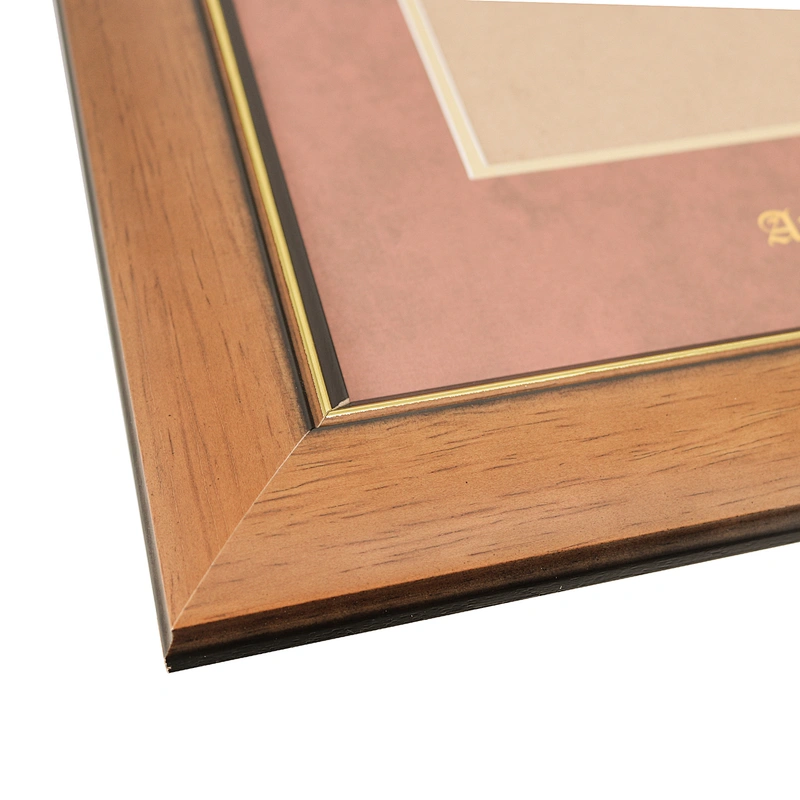 Forest Matted Light Brown Wooden A4 Diploma Picture Frame Certificate Document Frame with school name and medal