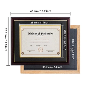 Amazon Hot Sale Double Matte 8.5*11 Reddish Brown Wood Document Diploma Picture Frame for Certificate