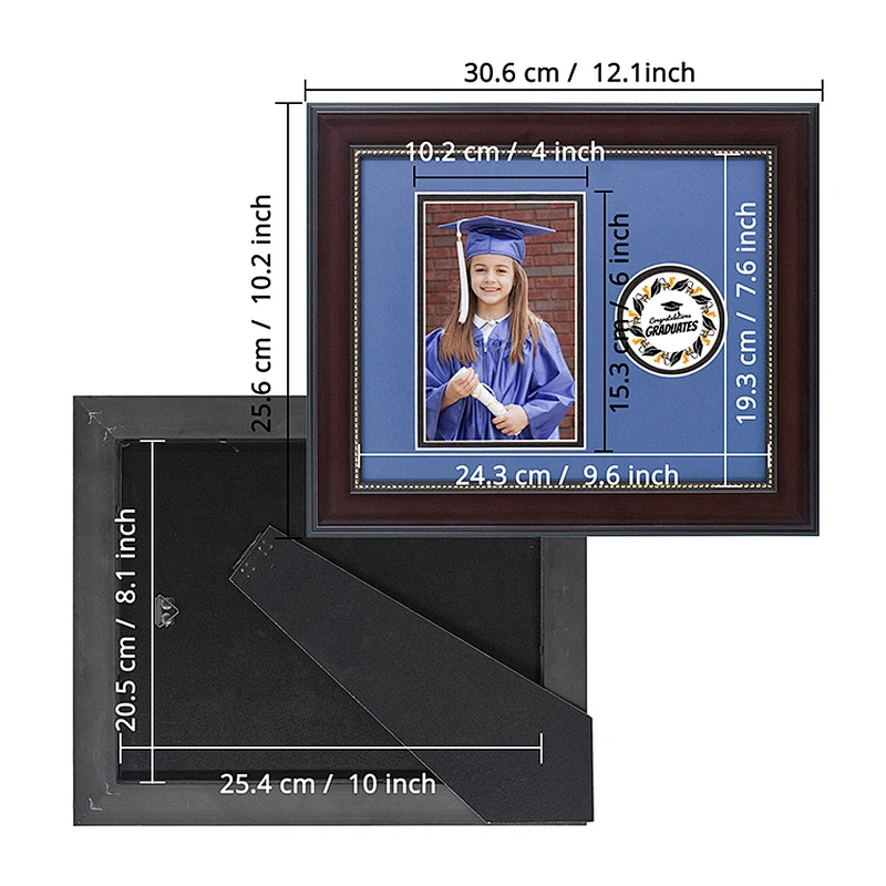 Wholesale Diploma Photo Graduation Photo Frame with Class Name School Seal Holder Navy Black Matting