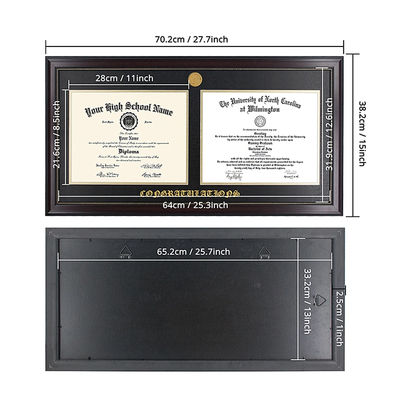 A4  Double Certificates Diplomas Documents Frame With or Without School/Company Seal Medal&Embossed Name