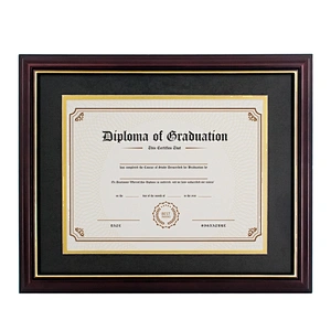 Amazon Hot Sale Double Matte 8.5*11 Reddish Brown Wood Document Diploma Picture Frame for Certificate