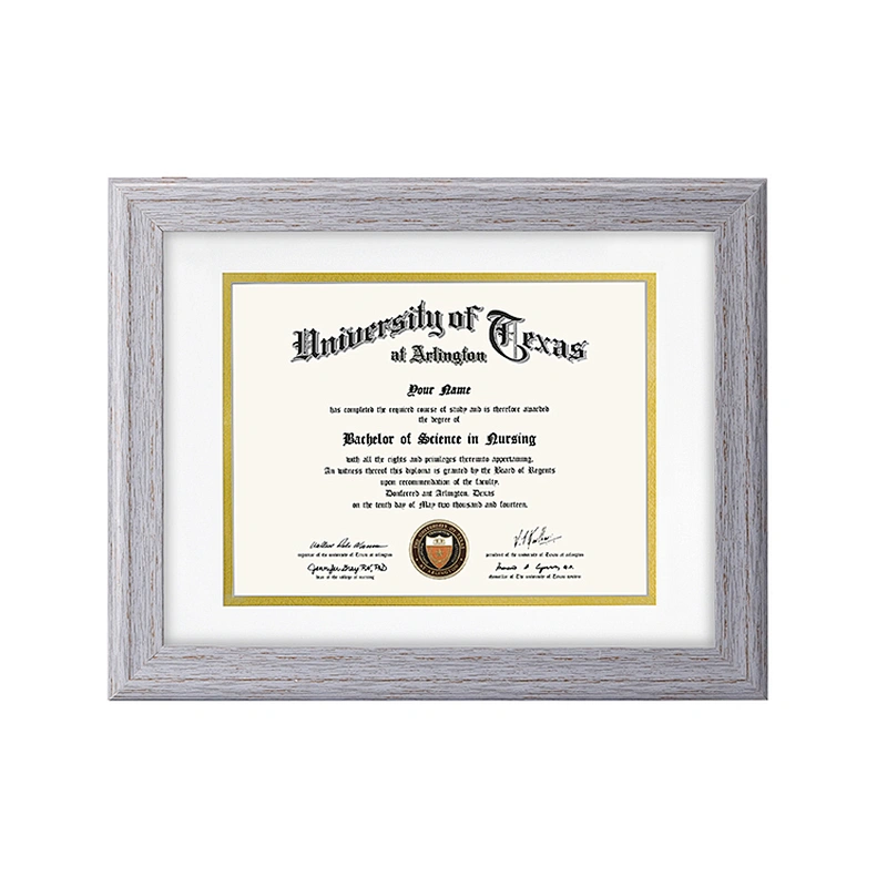Cheap wood finish Rustic Style Certificate Frame Diploma Document Frames, with mat for A4  picture frames
