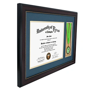 Cheap 8.5x11 Graduation Medal Diploma Certificate Frame with cherry wood gold dot finish