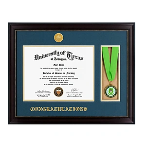 Amazon Hot sale Graduation Picture Diploma Certificate Frame with Medal Gold Medallion