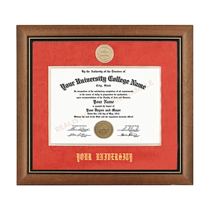 Forest Matted Light Brown Wooden A4 Diploma Picture Frame Certificate Document Frame with school name and medal