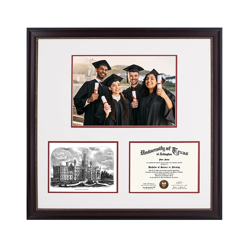 Classic US Style Three Documents Certificate Diploma Graduation Picture Frame