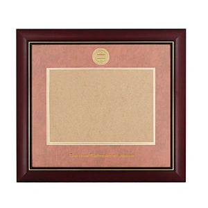 Classic Cherry Red Wood Diploma Frame Wholesale with Medallion Holder and Institute Name Gold Foiling