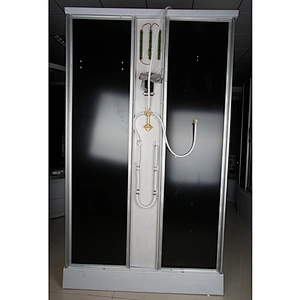 Rectangle shower cabins with black painted backglass