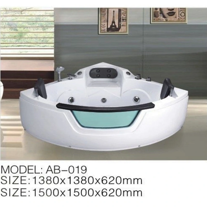 Eco-Friendly Pinghu Massage Whirlpool Massage Clear Triangle Shaped Bathtub
