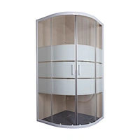 Easy Install Standard Bathroom 90x90 With Two Sliding Door Simple Glass Shower Room Round Shower Enclosure