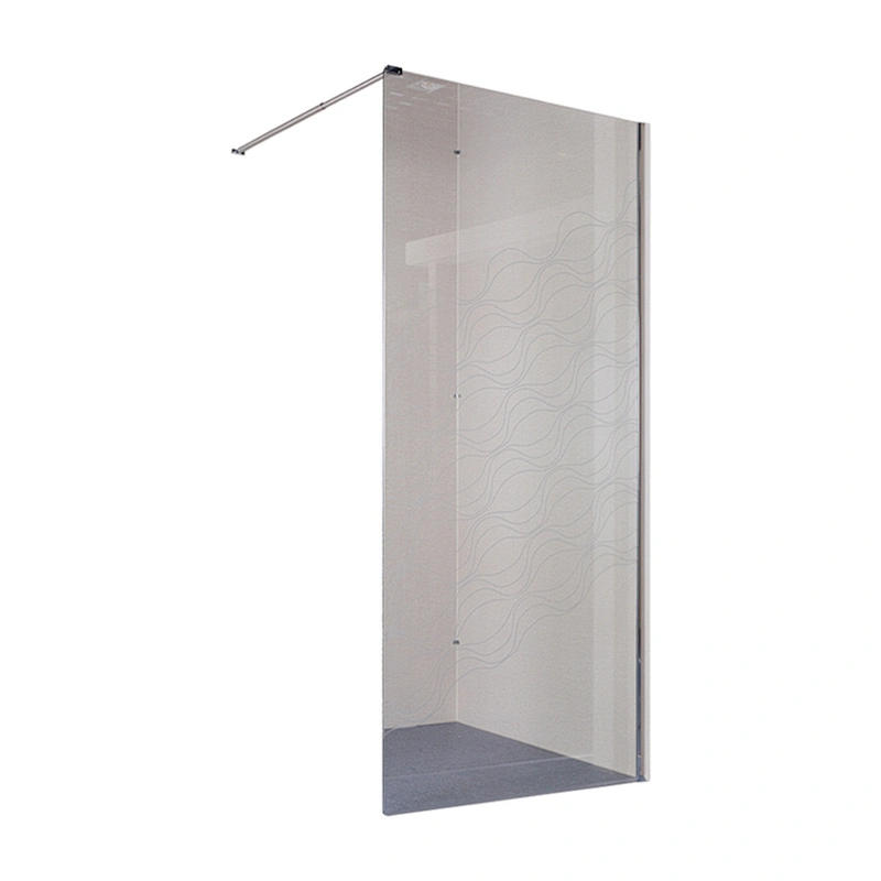 French Elegent Bathroom Shower Glass 8MM Painting Tempered Glass Easy Clean Portable Shower Screen