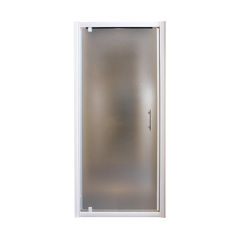 Private Frosted Tempered Glass Shower Door White Painting Aluminium Hinge Shower Screen