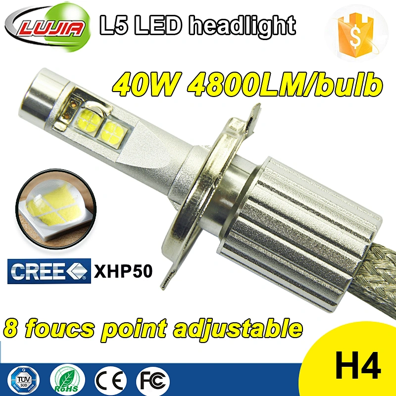 2016 Brightest Crees LED Car Headlight!H4 H13 9004 9007 hi/low beam 4800lm Fanless Crees led car headlight with Factory Price!!!