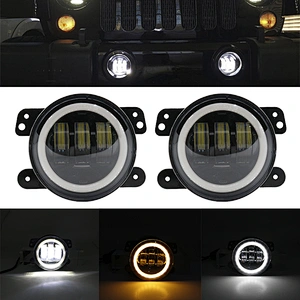 DOT SAE E9 4inch LED jeep turning Light 4'' Angel Eyes LED Fog Lamp 30W Round With DRL Car Accessories For Jeep Wrangler