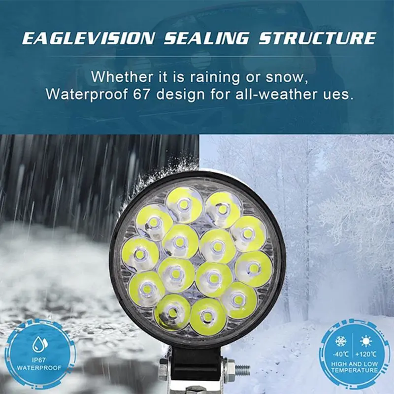LUJIA 14 led work light, mini 42W led truck light Auto Led working Headlight IP67 Waterproof LED offroad light
