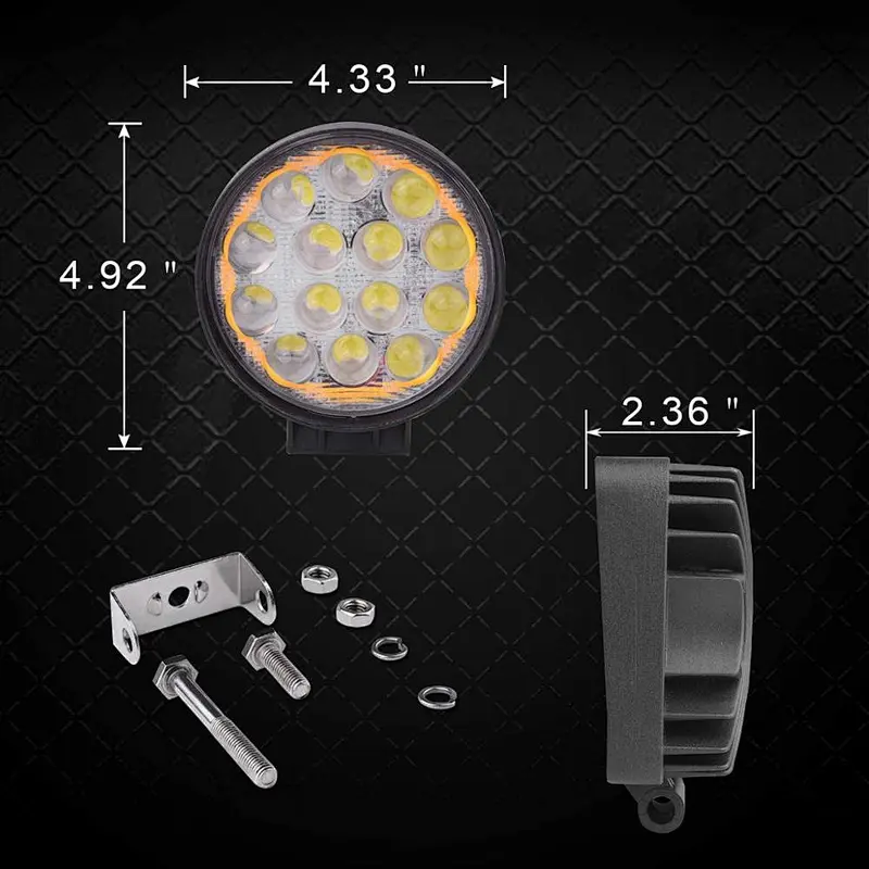 free shipping 12-24 Volt 42w led work light 4'' truck working light led 4 inch 4D 42W Flood Spot led work light