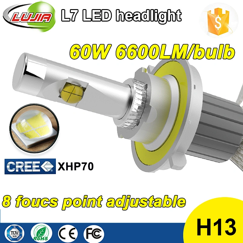 Dual beam H13 car LED Headlight bulb/ L7 60w XHP70 car LED Headlight Conversion kit H4 H11 D1s D2s D3s D4s 6000K 4300K