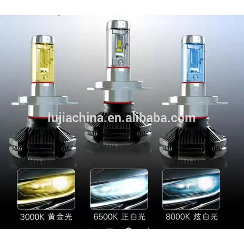 2017 Hot sell super bright 12V/24V H4 led car headlight 50W 6000LM X3 h7 h11 9005/9006