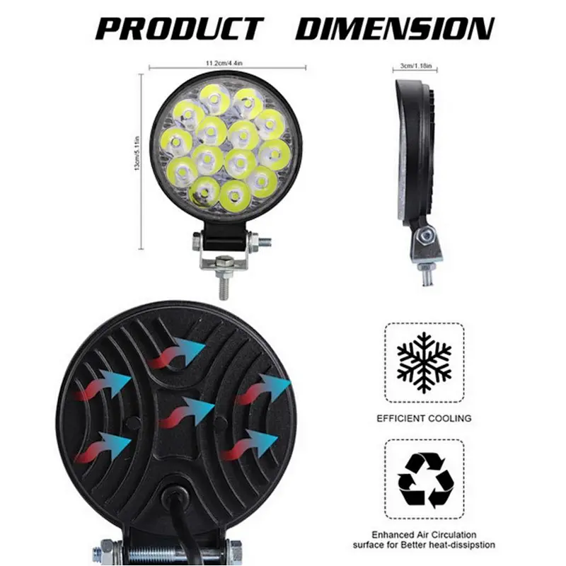 LUJIA 14 led work light, mini 42W led truck light Auto Led working Headlight IP67 Waterproof LED offroad light