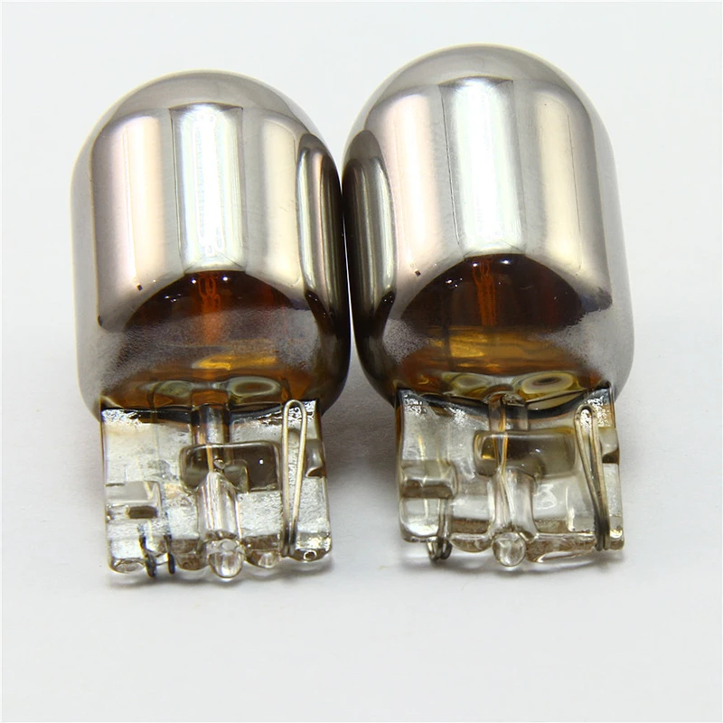 2019 7443 3157 3156 W21W WY21W Yellow Amber Silver Chrome Halogen Brake Turn Signal Halogen t20 led 7440 for Light Bulbs