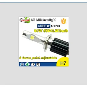 Super Bright All-in-One 60W 6600lm L7 Creee XHP70 H7 LED Car Headlight Bulbs H7 PX26D LED Head Light Conversion Kits