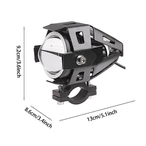 U7 led motorcycle headlight 30W motorcycle led projector light u7 led with colorful angel eyes for universal motor bike