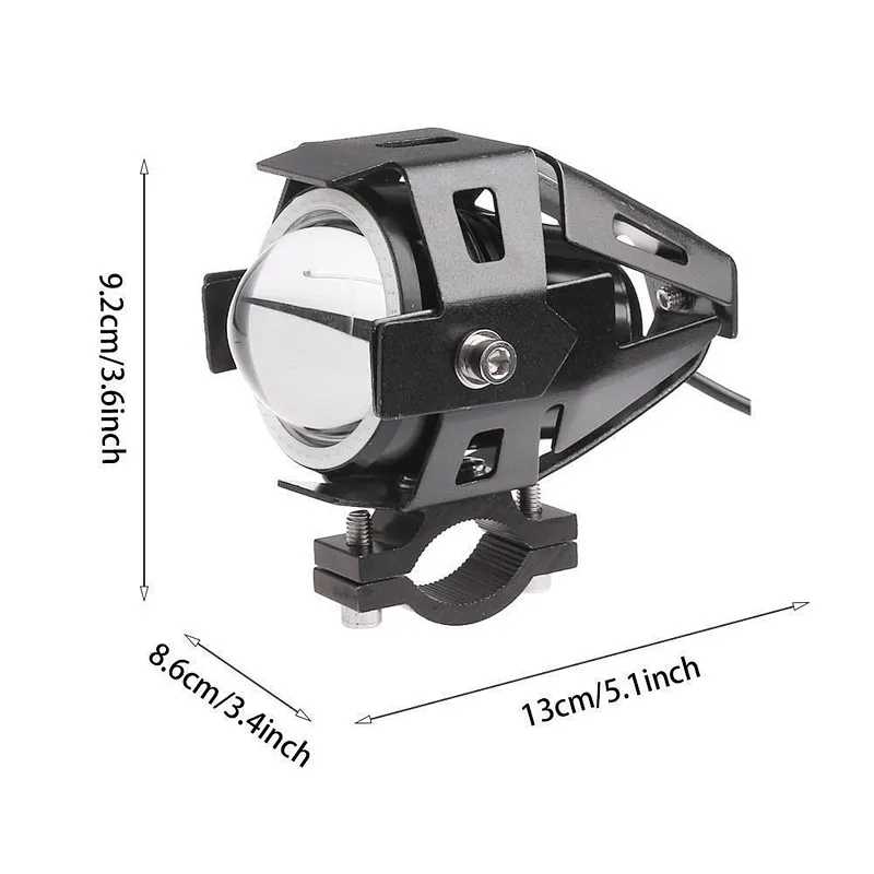 U7 led motorcycle headlight 30W motorcycle led projector light u7 led with colorful angel eyes for universal motor bike