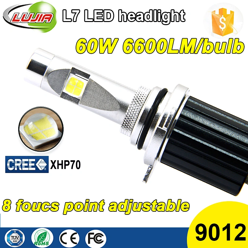New Arrival High Power Super Bright All in One 60W 6600lm L7 Crees xhp70 9012 Car Led Headlight 9012 Conversion Kit