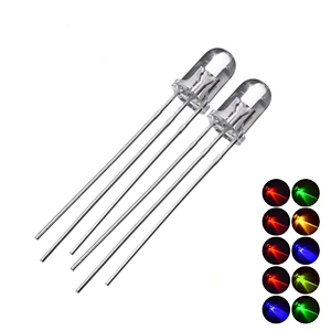Led Diode transparent Round Head Dual Color Lighting Color 3 Pin 5mm LED CHIP