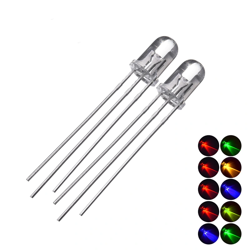 Led Diode transparent Round Head Dual Color Lighting Color 3 Pin 5mm LED CHIP