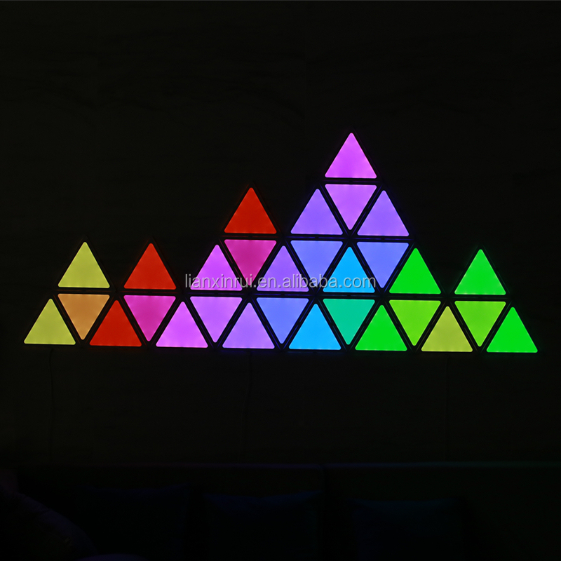 DIY  APP  music control smart addressable 9pcs triangle kits magic RGB backlight led surface panel light