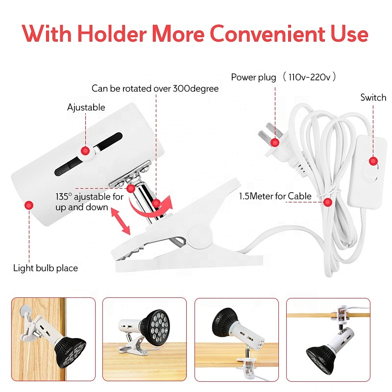 Portable 54w No EMF light therapy lamp with socket 660NM 850NM Dual Chip led infrared red light therapy device for face and body