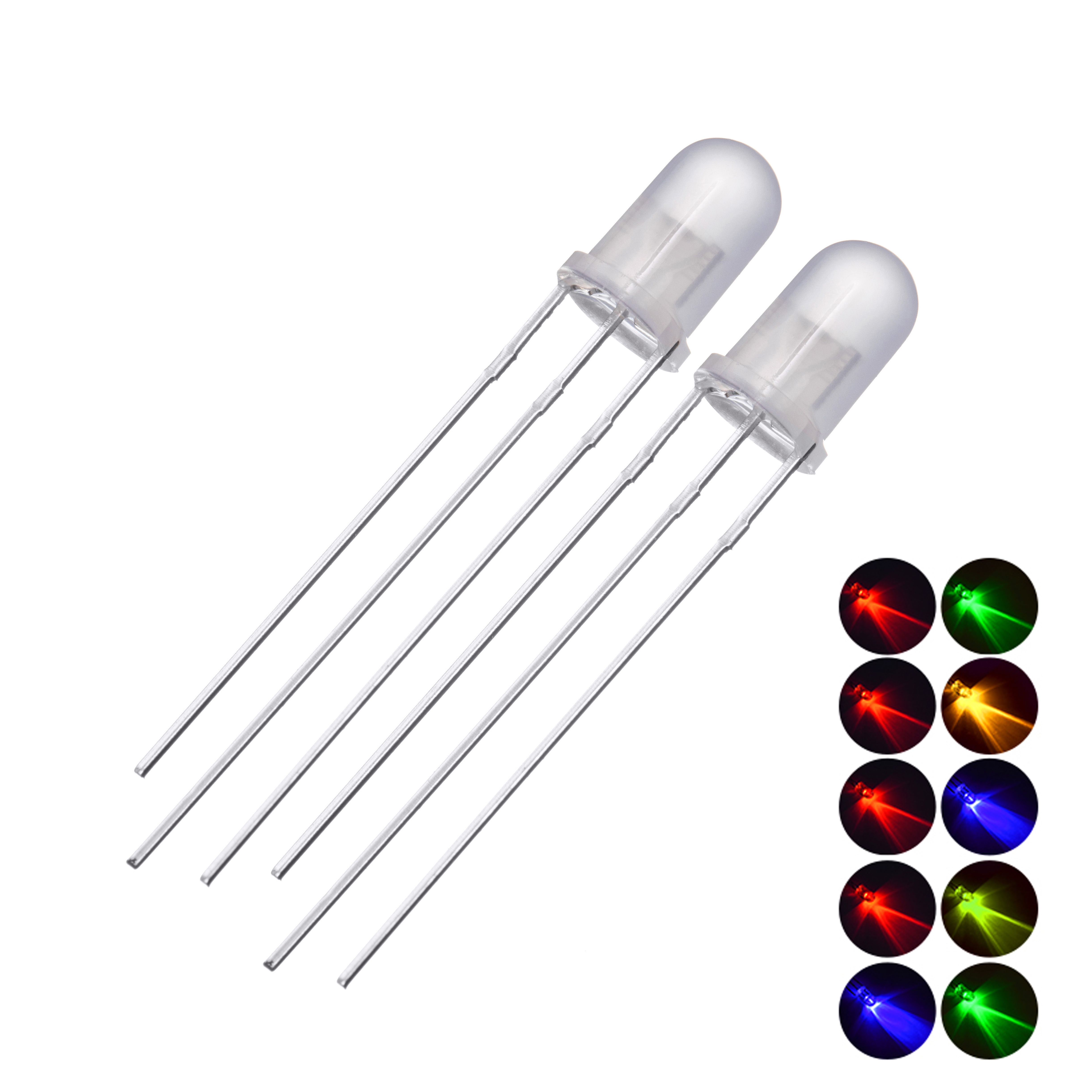 Led Diode transparent Round Head Dual Color Lighting Color 3 Pin 5mm LED CHIP