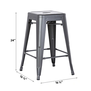 24 inch Bar Stools (Set Of 4)-Glossy Pearl Ash