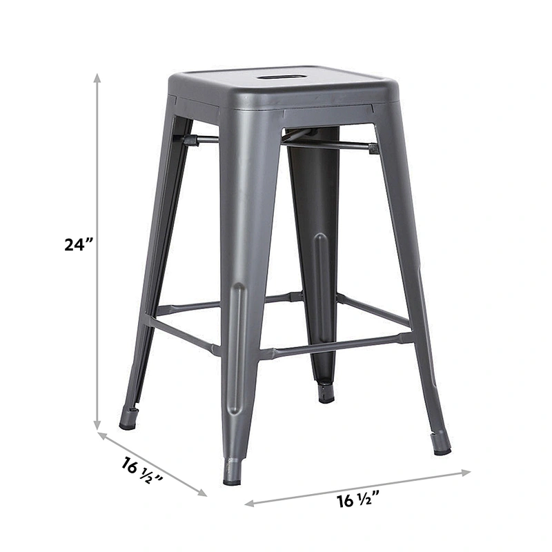 24 inch Bar Stools (Set Of 4)-Glossy Pearl Ash