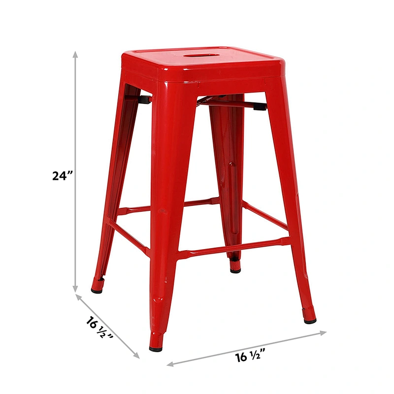 24 inch Bar Stools (Set Of 4)-Glossy Red