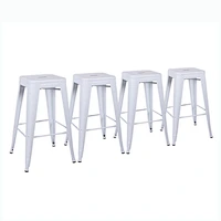 24 inch Bar Stools (Set Of 4)-Glossy White