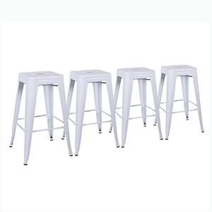 24 inch Bar Stools (Set Of 4)-Glossy White