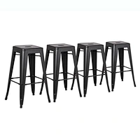 24 inch Bar Stools (Set Of 4)-Matte Black