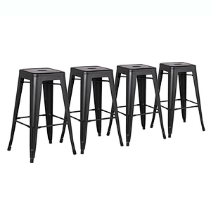 24 inch Bar Stools (Set Of 4)-Matte Black