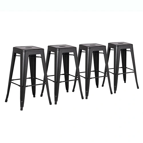 24 inch Bar Stools (Set Of 4)-Matte Black