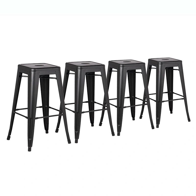 24 inch Bar Stools (Set Of 4)-Matte Black